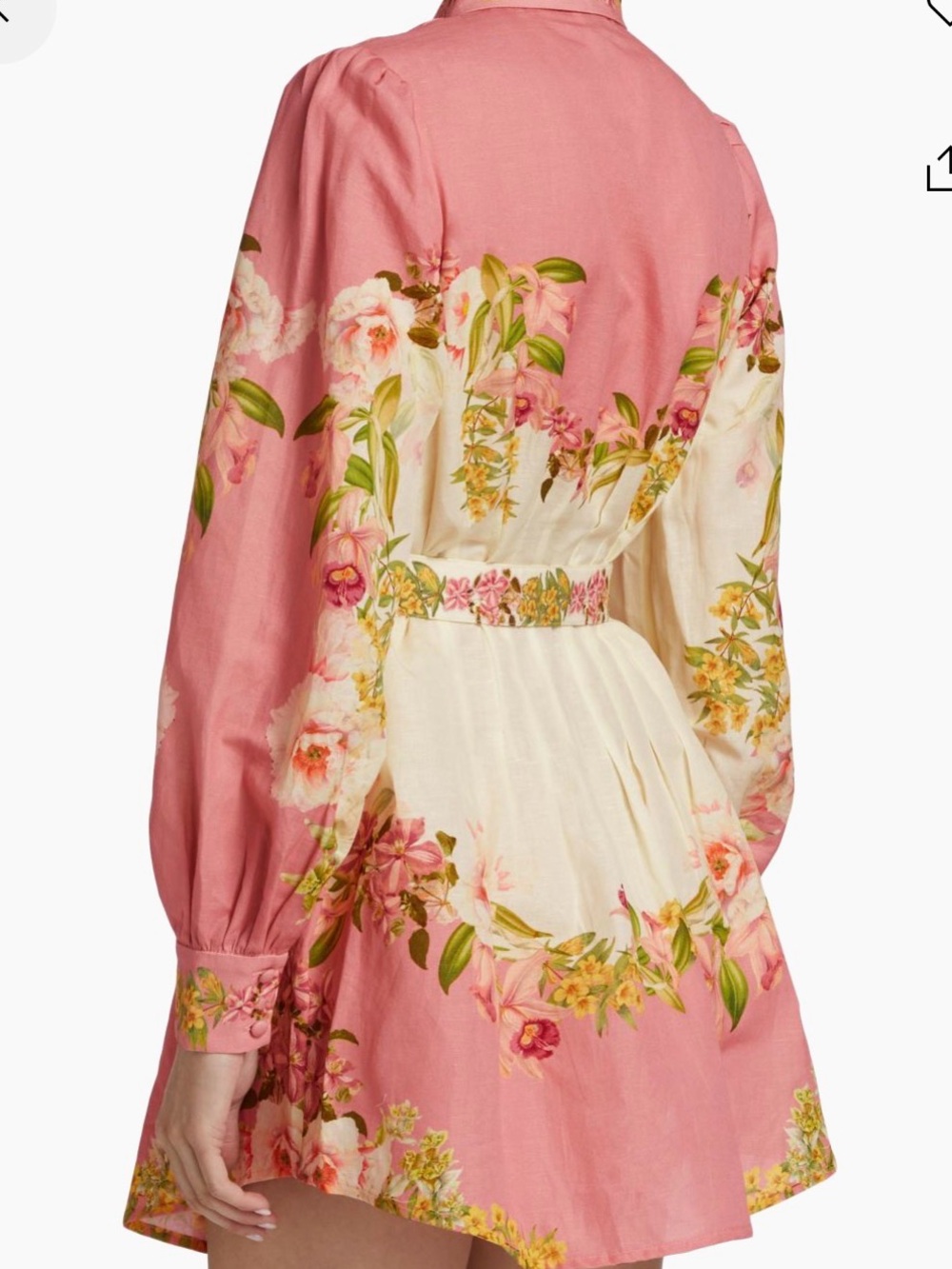 HEMANT & NANDITA Pink Floral Belted Shirt Dress - Picture 3 of 4